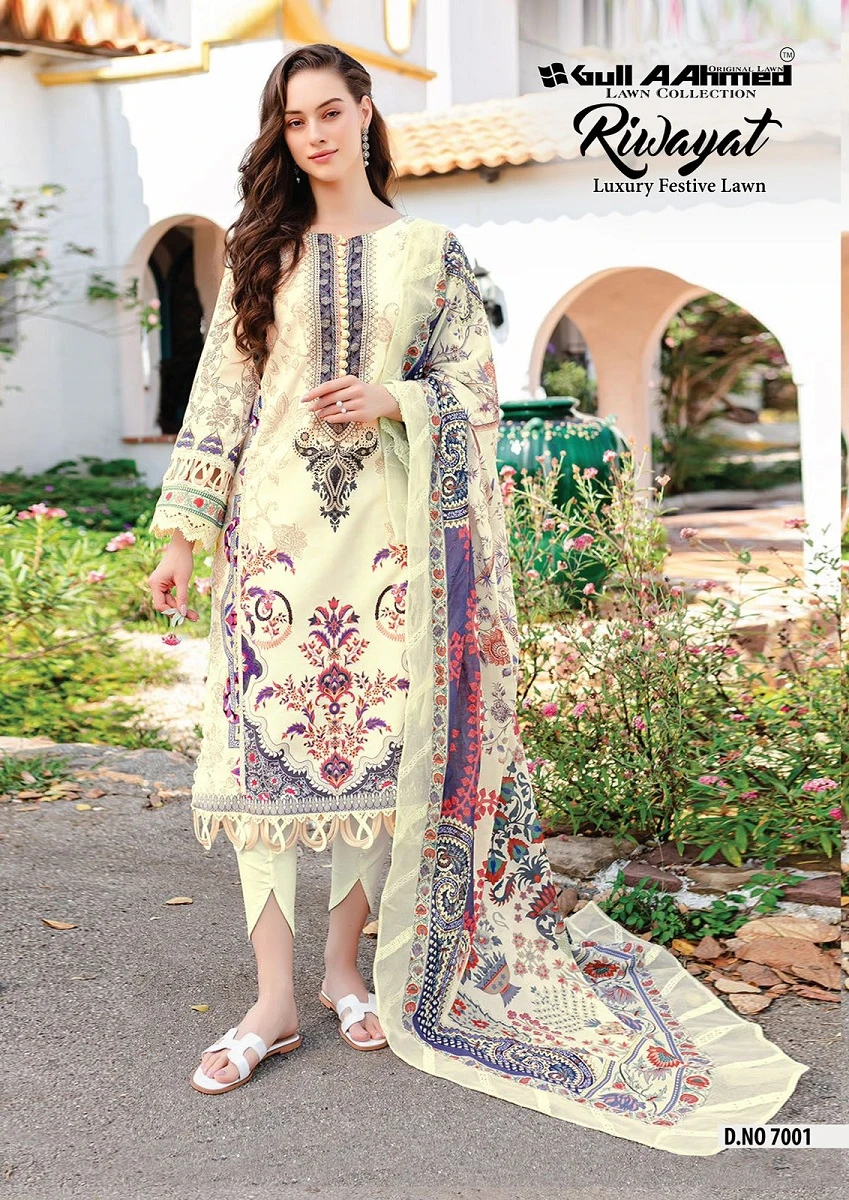 Gull Ahmed Riwayat Vol 7 Lawn Cotton Wholesale Pakistani Salwar Suit Catalog — Wholesale Pakistani Suits, MPA wholesale from Surat - Gallery Image 6